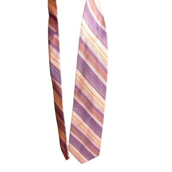 Cervantes Vintage 100% Polyester Necktie With Retro Orange & Blue Geometric - Picture 3 of 3